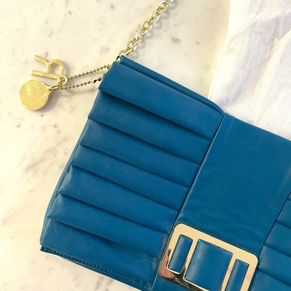 Rampage Blue & Gold Pleated Shoulder Bag - Picture 3 of 6